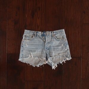 AGOLDE Los Angeles Light-Wash Cutoff Shorts  Size 28, Classic Shorts inseam